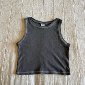 Zumiez Cropped Ribbed Tank Top - Charcoal Gray